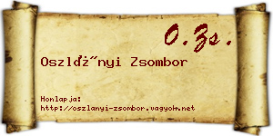 Oszlányi Zsombor névjegykártya